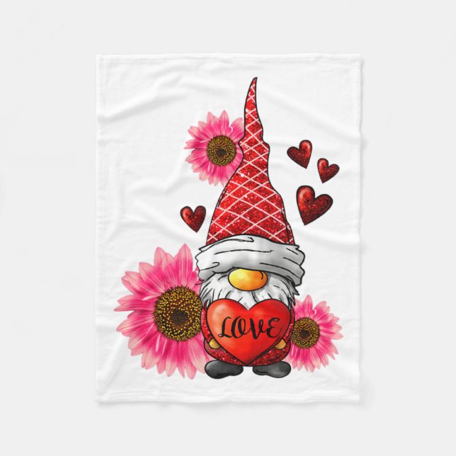 Gnome Valentines Day Cute Gnome Heart Leopard Sunf Fleecefilt (Framsidan)