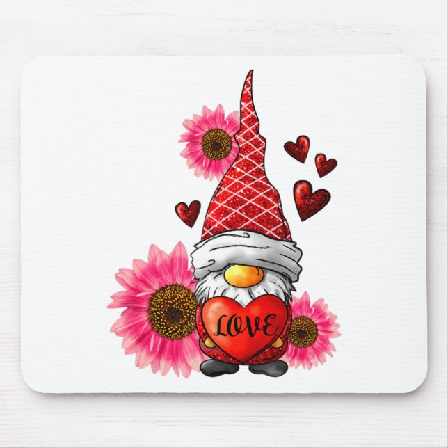 Gnome Valentines Day Cute Gnome Heart Leopard Sunf Musmatta (Framsidan)