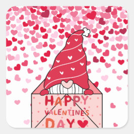 Gnome Valentines Day Sticker, Valentines day Fyrkantigt Klistermärke