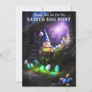 Gnome vid Night Glad påsk Egg Hunt Inbjudningar