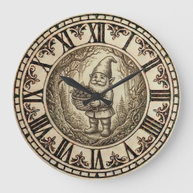 Gnome Wall Clock –  Farmhouse Decor Stor Klocka (Framsida)