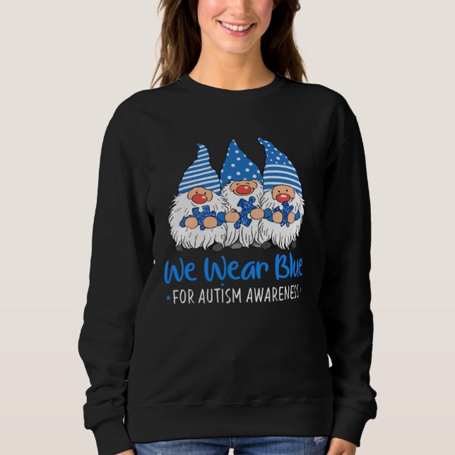 Gnome We Wear Blue Autism Awareness Month For Kids T Shirt (Framsida)