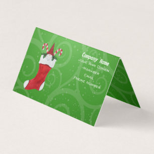 Gnome White Beard i Grönten Red jul Stocking Visitkort