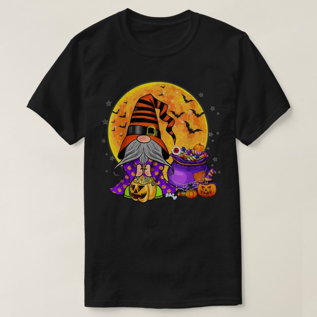 Gnome Witch Halloween Costume Pumpkin Autumn Fall T Shirt (Design framsida)