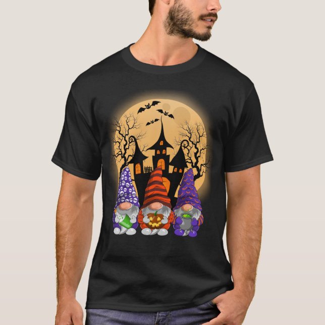 Gnome Witch Halloween Pumpkin Autumn Fall Helgdag T Shirt (Framsida)