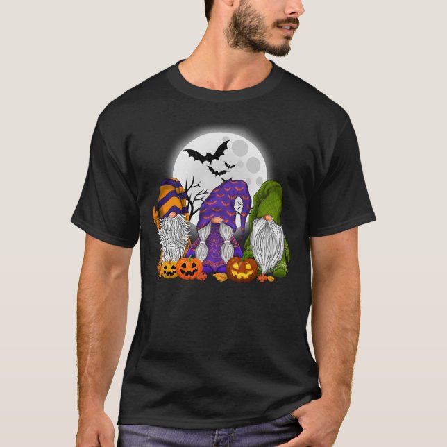 Gnome Witch Halloween Pumpkin Autumn Fall Helgdag T Shirt (Framsida)