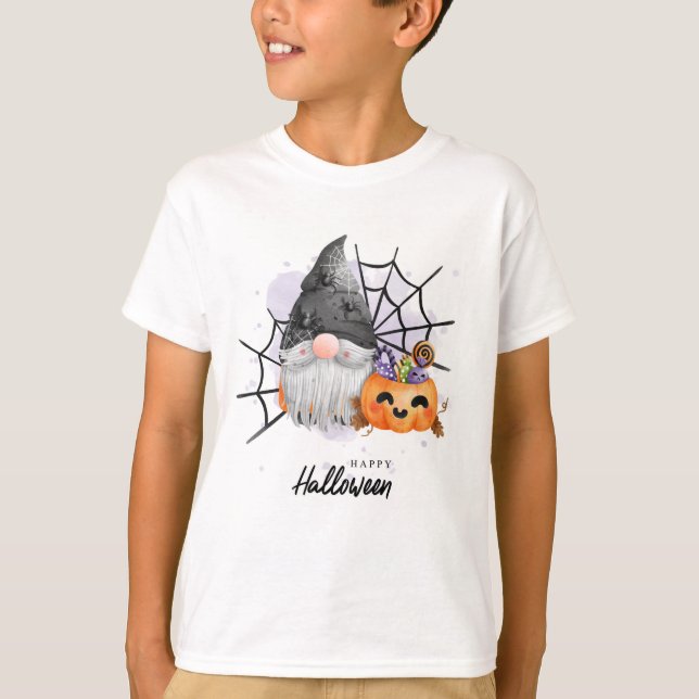 Gnome Witch, Spider och Pumpkin T Shirt (Framsida)