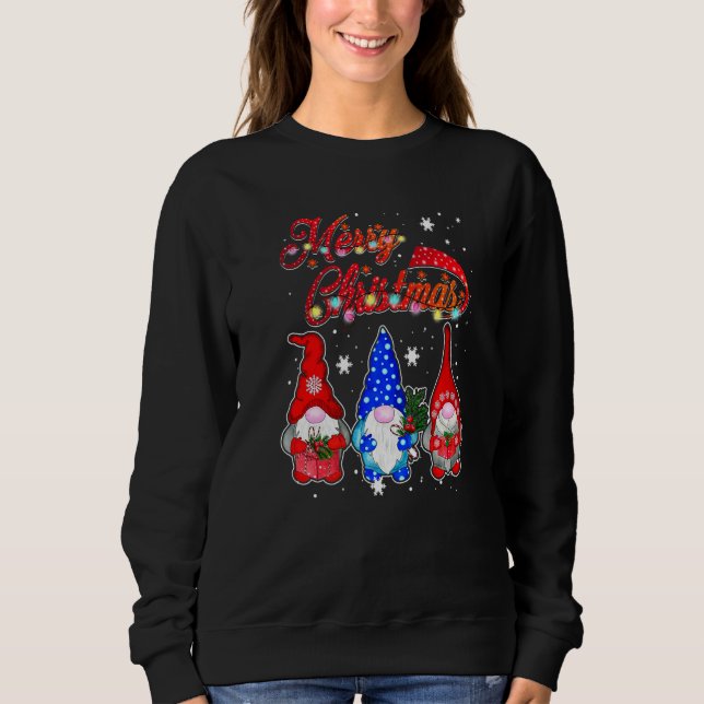 Gnome Xmas Pajamas Garden Merry Christmas Matching T Shirt (Framsida)