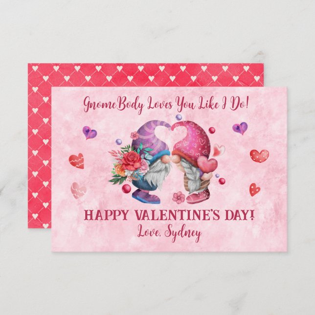 Gnomebody Kärlek du gillar att jag gör Valentines  Inbjudningar (Fram/baksida)
