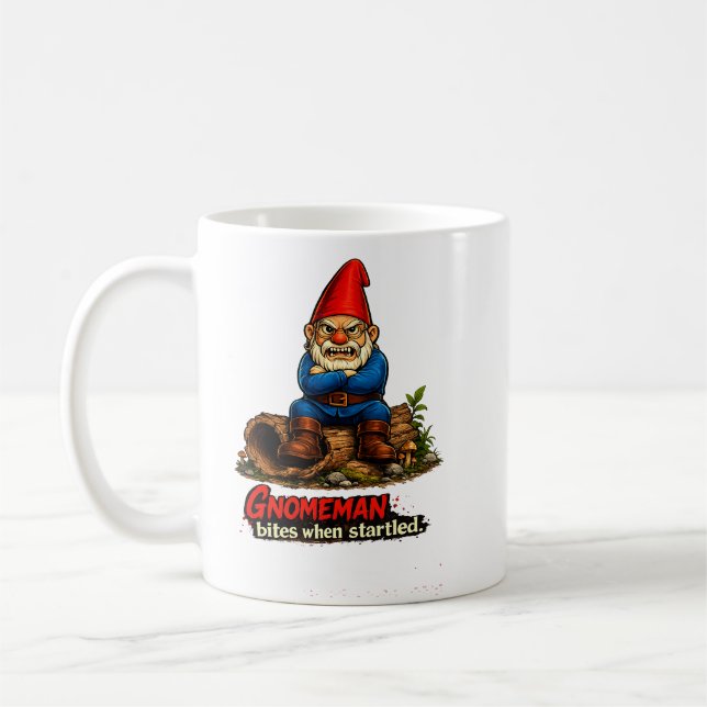 Gnomeman bits när han blir förvånad Rollig Fantasy Kaffemugg (Vänster)