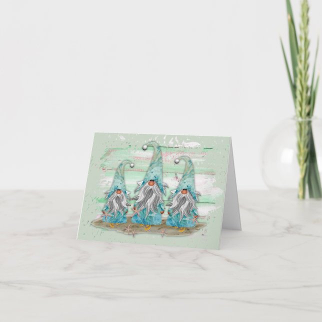 Gnomer för tropisk blå vattenfärg kort (Framsida)