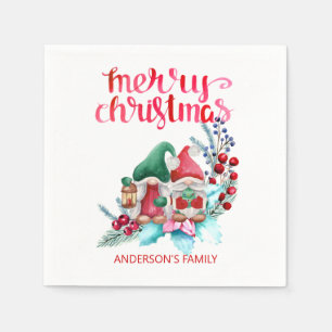 Gnomer med röd och Grönt hattar Pappersservett