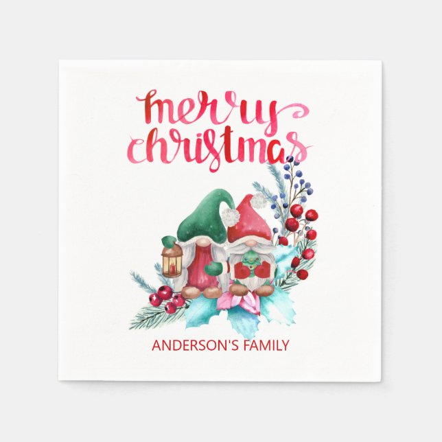 Gnomer med röd och Grönt hattar Pappersservett (Framsidan)