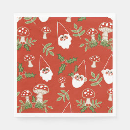Gnomer och svampar på Red Woodland Helgdag Pappersservett
