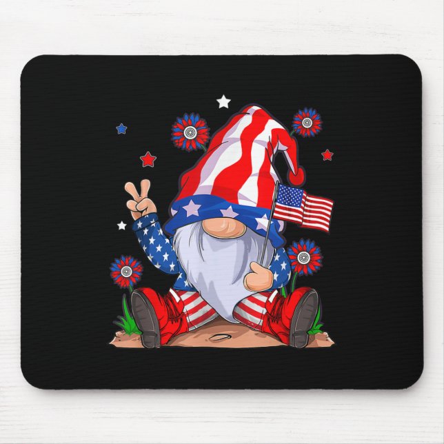 Gnomes 4:e juli Patriotic Gnome Funny American Musmatta (Framsidan)