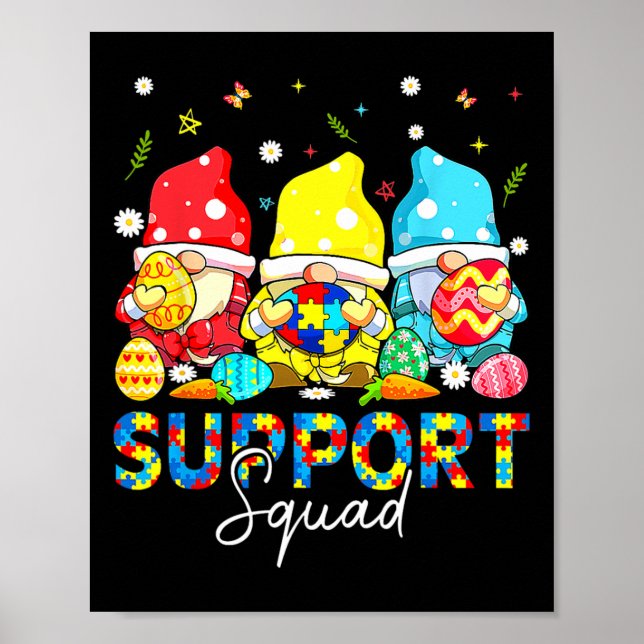 Gnomes Autism Awareness Shirts Support Squad Easte Poster (Framsidan)