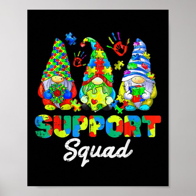 Gnomes Autism Awareness Support Squad Blue Ribbon Poster (Framsidan)