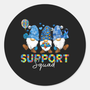 Gnomes Autism Awareness Support Squad Blue Ribbon Runt Klistermärke