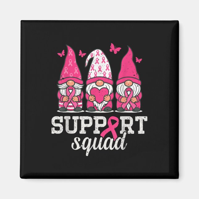 Gnomes Breast Cancer Awareness Support Square Wome Magnet (Framsidan)
