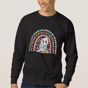 Gnomes Bunny Nurse Funny Egg Påsk Day Rainbow Lång Ärmad Tröja