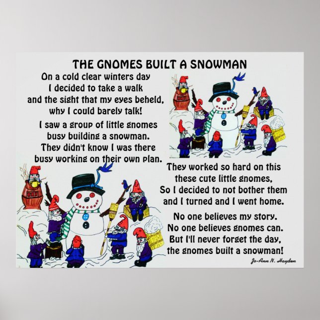GNOMES BYGGER SNÖGUBBE POSTER (Framsidan)