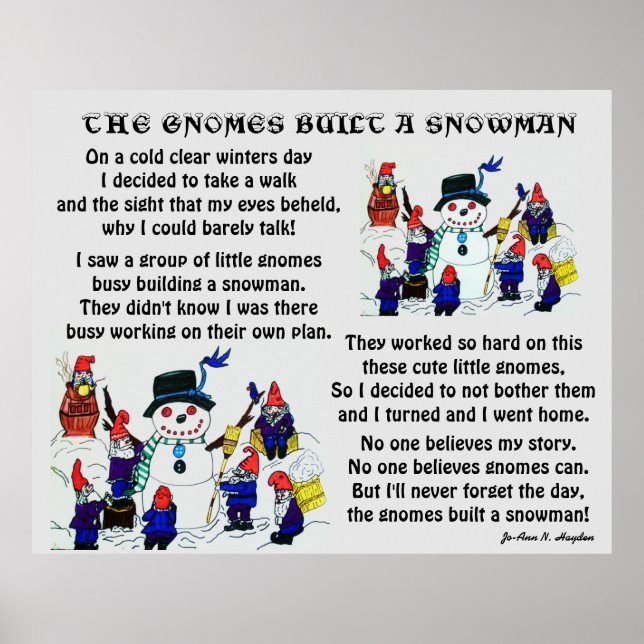 GNOMES BYGGER SNÖGUBBE POSTER (Framsidan)