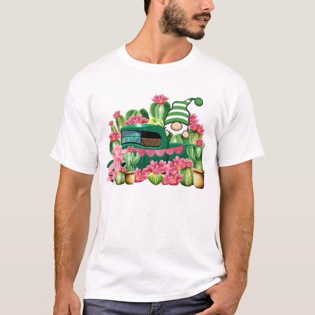 Gnomes Cactus Lastbil Manar T-Shirt (Framsida)