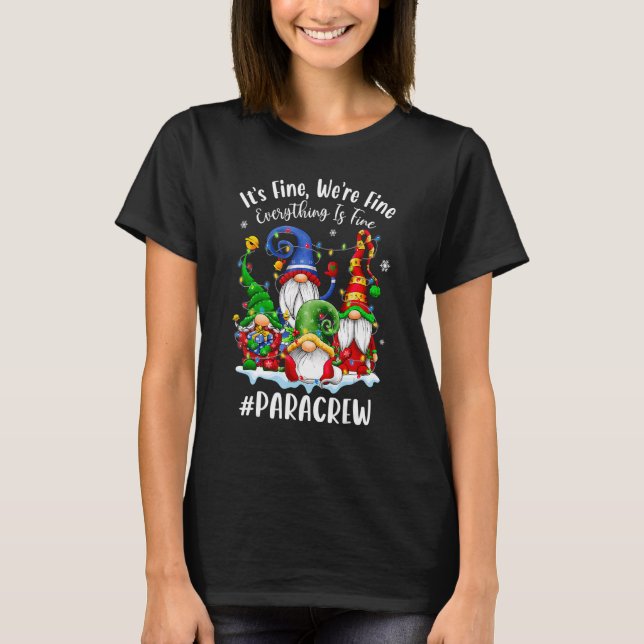 Gnomes Christmas Light I'm Fine Everything Is Fine T Shirt (Framsida)