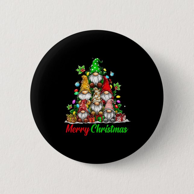 Gnomes Christmas Tree Pajamas Funny Gnome Holiday  Knapp (Framsida)