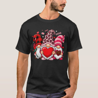 Gnomes Crew Valentines Day Buffalo Leopard Heart  T Shirt