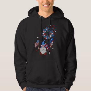 Gnomes Cute 4:e juli US Flagga America Independen Hoodie