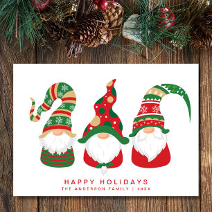 Gnomes Cute Scandinavian Christmas Julkort