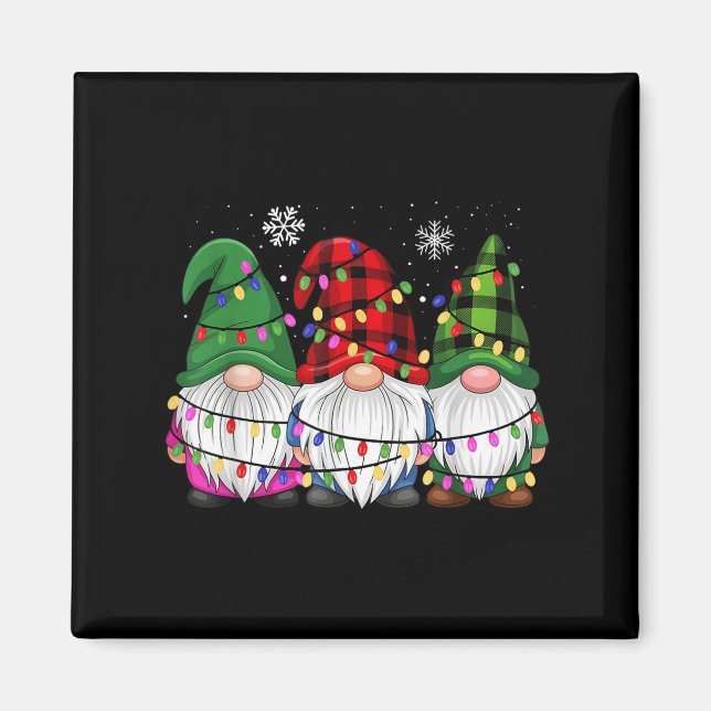 Gnomes Family Matching Pjs Manar Women Funny Julaf Magnet (Framsidan)