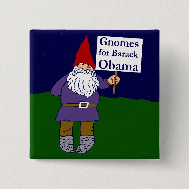 Gnomes för Barack Obama kvadrerar knäppas Knapp (Framsida)