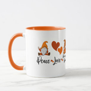 Gnomes för fallsäsongen "Peace Kärlek and Pumpkin Mugg