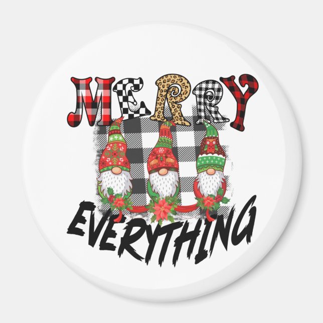 Gnomes Funny Merry All Black White Play Magnet (Framsidan)