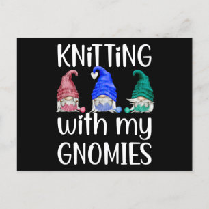 Gnomes Gnome Knitting Knitting with my Gnomies Vykort