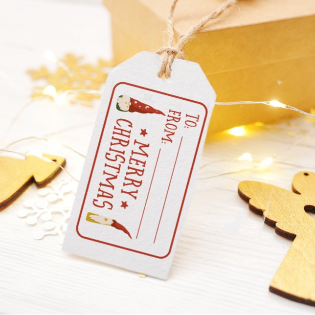 Gnomes God jul Gift märkre Presentetikett (Gnomes Merry Christmas Gift tag)