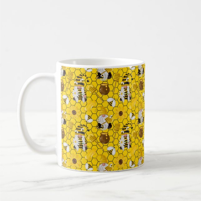 Gnomes Gult Sunblommor Bees Honung Kaffemugg (Vänster)