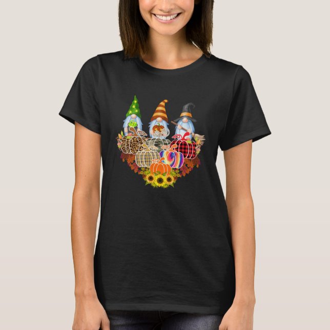 Gnomes Halloween Cute Autumn Pumpkin Fall Funny Ho T Shirt (Framsida)