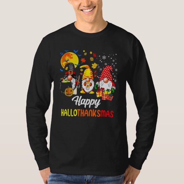 Gnomes  Halloween Merry Christmas Happy Hallothank T Shirt (Framsida)