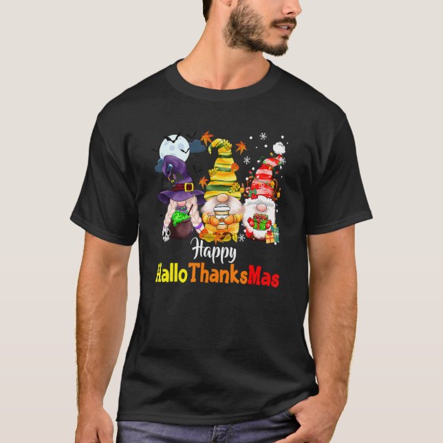 Gnomes  Halloween Merry Christmas Happy Hallothank T Shirt (Framsida)