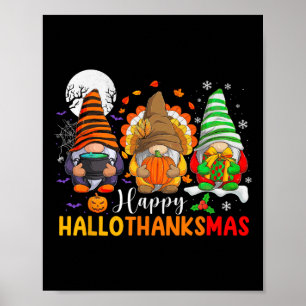 Gnomes Halloween Thanksgiving jul Lycklig Hall Poster