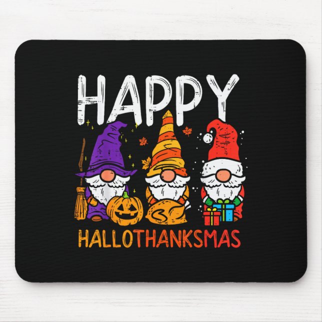 Gnomes Happy Hallothanksmas Halloween Thanksgiving Musmatta (Framsidan)