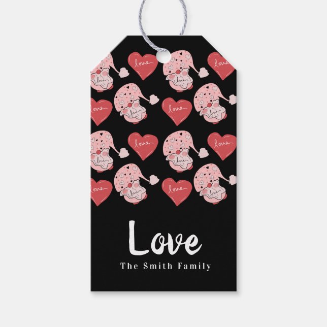 Gnomes Hearts Hand plockade Alla hjärtans dag Presentetikett (Framsidan)