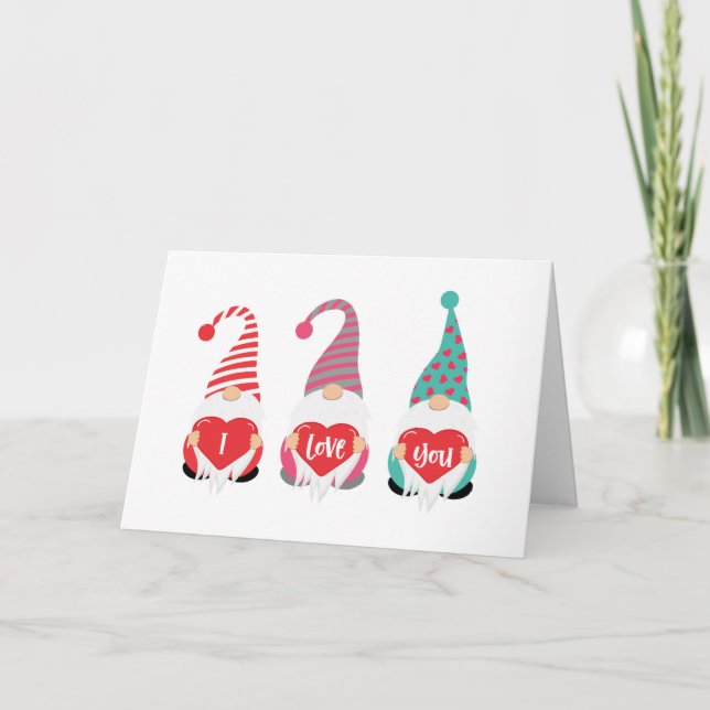 Gnomes I Kärlek You Personlig Valentine Day Helgkort (Framsida)