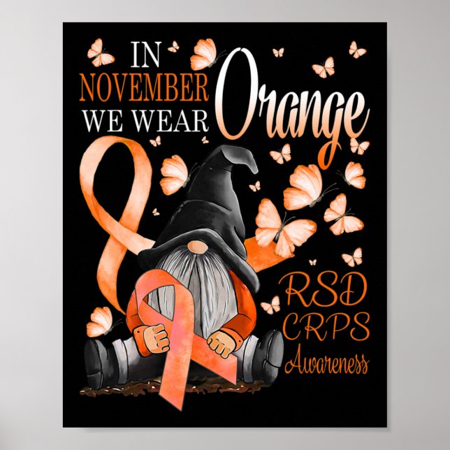 Gnomes i november Bära Orange CRPS Awareness B Poster (Framsidan)