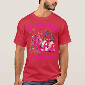 Gnomes i oktober Vi Bära Rosa Breast Cancer Medvet T Shirt
