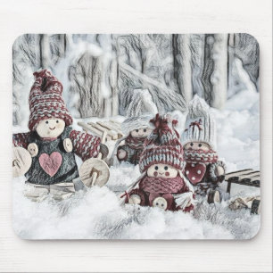 Gnomes in a Winter Scenery Mouse Pad Musmatta