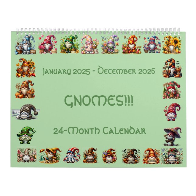 Gnomes in Hats 2025-2026 24-månaders kalender (Omslag)